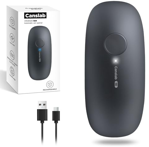 Canslab Ultrablde SE - USB Rechargeable Electric Can Opener for Kitchen for Seniors with Arthritis- Cordless Battery Powered Automatic, Side Cut, Smooth Edge, Handsfree, for Small or Large Cans, Grey