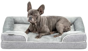 lionto orthopädisches Hundebett + erhöhter Rand, 89x63x17 cm, Hundekissen robust mit weichem Flanell, Bezug abnehmbar & waschbar, rutschfest, für kleine & große Hunde + Katzen, grau