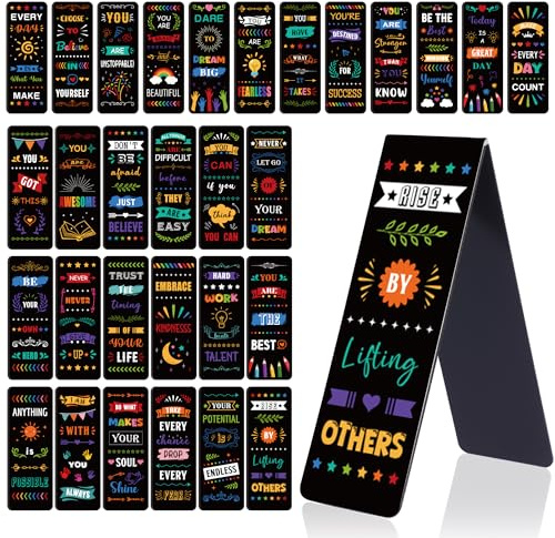 Zaamwoyy 30 Pcs Inspirational Magnetic Bookmarks, Motivational Quote Page Markers, Magnetic Bookmark Clips for Books Journals Planners, Office Reading Accessories