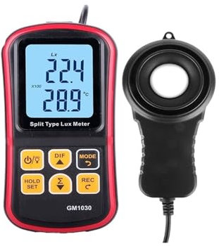 OUTFYT Luxmetro Digitale Misuratore di Luce 200.000 Lux Fotometro Mini Luxmetro Portatile Illuminometro GM1030,Funzionamento Efficiente