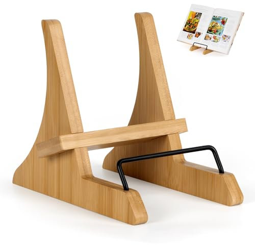 PUERSI Kochbuchständer für Küchentheke, Bambus Kochbuchhalter, Kochbuchständer für die Küche, Rezeptbuchhalter - New Patentiert Design