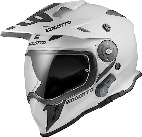 Bogotto H331 BT Bluetooth Casque d’Enduro, weiß Matt, M