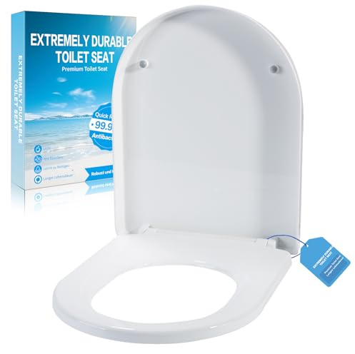 WC Sitz Mit Absenkautomatik,Toilettendeckel D-Form Hochwertige Und Stabile Antibakterieller Toiletten,Stabile QualitäT,mit Quick Release Funktion | WC-Sitz Stabil bis 250kg