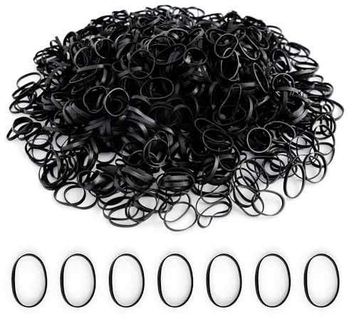 Elastici capelli Nero, 1000 pezzi elastici piccoli per capelli, elastici capelli donna piccoli per treccine, code e acconciature