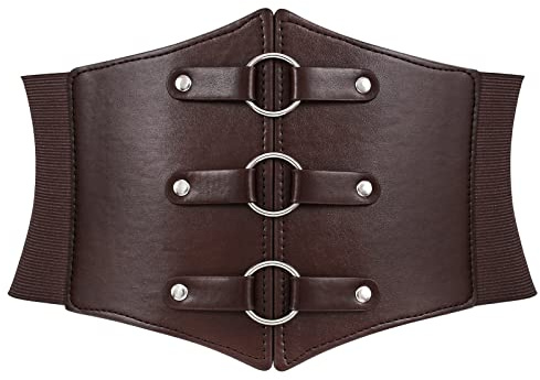 WERFORU Ceinture Corset Rétro pour Femmes - Ceinture Large Élastique pour Robes et Vêtements de fêtes - Cuir Ajustable Cinch