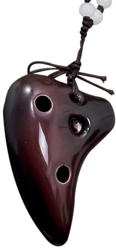 HINTRMENT Ocarina in Ceramica a 6 Fori Portatile, Piccola Collana Ocarina per Principianti, Strumento Musicale in Ceramica Leggero per Viaggi e Uso Quotidiano