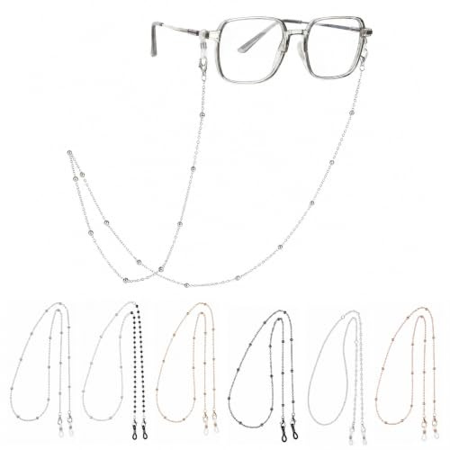 JBUYIAN 6 cadenas de perlas de metal para gafas de sol para mujer, ajustable, antipérdida, moderna, multiusos, para gafas, gafas de sol, máscara, decoración