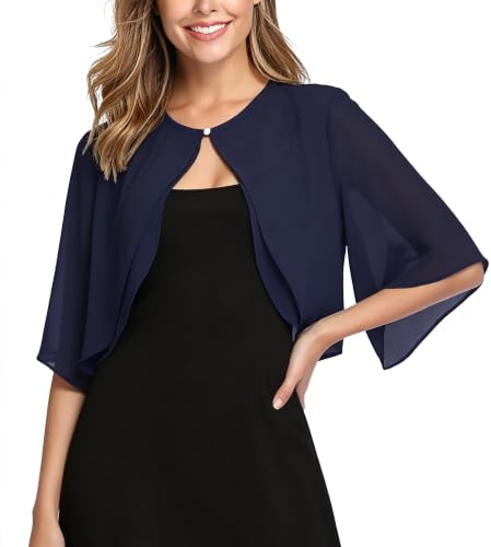Neteson Bolero Mujer Gasa Manga Corta Chaqueta Torera Chiffon Cardigan | Bolero Verano Elegante Ligero Casual Top para Fiesta Vestidos Boda