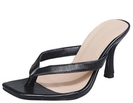 Flip Flops dam elegant med klack – pumps liten klack dam klackskor stilett tåseparator fyrkantiga sandaletter lätta högklackade skor bekväma utomhussandaler andningsbara slip-skor