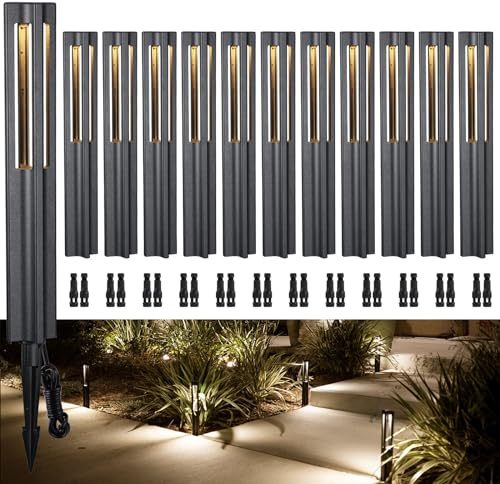 LEONLITE 12-Pack Low Voltage Path Lights, 3W LED Landscape Pathway Lights, Outdoor Landscape Lighting for Driveway, Garden, Aluminum, 12-24V AC/DC, ETL Listed, IP65 Waterproof, 3000K Warm White, Black