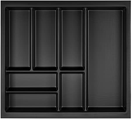 Orga-Box Junker Slim Besteckeinsatz 525 x 476 mm Lavagrau mit Perlstruktur für 60er Schränke Küchen Besteckaufbewahrung passgenau für SO SLIM Schubladensystem
