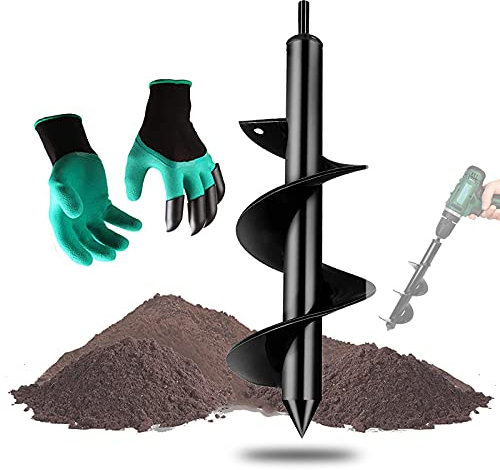 Ledph Erdbohrer 30 cm, Gartenpflanzen Spiralbohrer, Handbohrer Erdbohrer Mit EIN Paar Gartenhandschuhe, Erdbohrer Elektrisch für das Pflanzen Beet Bulbs SäMlingen