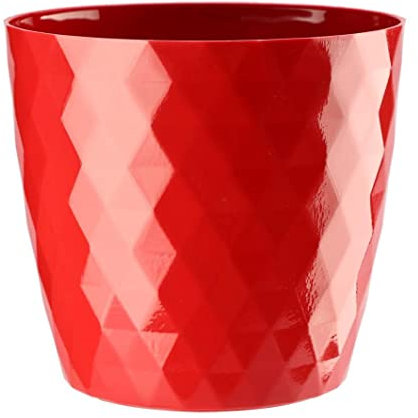 KORAD Cristal Indoor Flower Pot Covers without Drainage Holes – Decorative Round Plastic Planters for Indoor & Outdoor Plants – Lightweight, Durable Plant Pots in 9 Colours & 7 Sizes- (Red, 20 cm)
