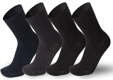 Prisco Calze Sanitarie Uomo Lana Merino Calzini Corti Senza Elastico Per Diabetici Calze Mediche Lana Merinos Colori Classici Made in Italy 4 Paia, Colore Classico (2x Nero, 1x Blu, 1x Antracite)