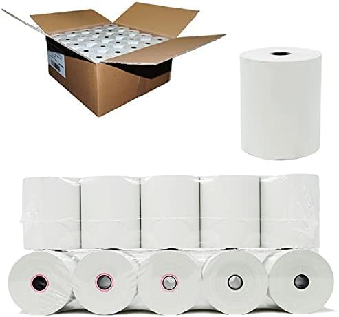 (50 Rolls - 49 GSM) 3 1/8 x 230 Thermal Paper Receipt Rolls (Actual Length 200-230 feet) fits all Clover POS Cash Register Printers, Star Micronics SCP700 TSP100 TSP300 TSP400
