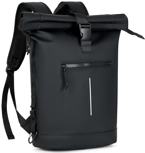 Lekeinchi 17-Inch Waterproof Laptop Backpack for Men and Women - Roll Top Design for School, Travel, Business, Work, and Camping(Black)