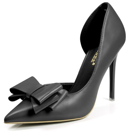 qibusleen Donna Punta Chiusa Stiletto Tacchi Alti con Bowknot Slip On Sexy Dressy Pumps Scarpe per Le Donne Festa di Nozze Ufficio 10.5CM - 38