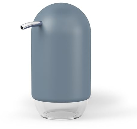 Umbra Touch Hand Soap Dispenser, Plastic Liquid Pump Bottle, Durable and Refillable for Bathroom or Kitchen Sink, Slate Blue