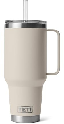 YETI Rambler 42 oz Tumbler with Handle and Straw Lid, Travel Mug Water Tumbler, Vacuum Insulated Cup with Handle, Stainless Steel, Cape Taupe