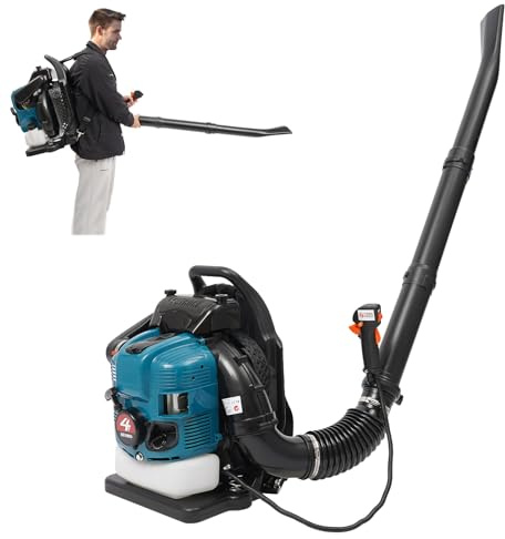 DIFU Soplador de hojas de gasolina de 75,6 ccm, portátil, 4 tiempos, soplador de hojas para jardín, flujo de aire de 14,1 m ³/s, 7000 rpm ajustable, burbujas de hojas, remoción de nieve, eliminación