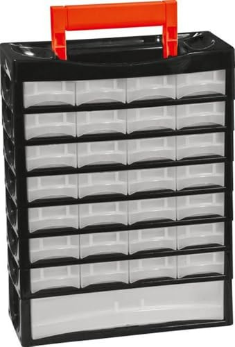 Werkstattmagazin, Kleinteilemagazin, Kunststoff 31,8x13.5x415 cm schwarz 28+1 Schubladen