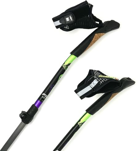 WALX Carbon Pro Impulse Nordic Walking Poles - Lightweight Adjustable Poles for Nordic Walkers, Carbon Lower Shaft, 15° Ergonomic Grip for Comfort & Performance (117-130cm)