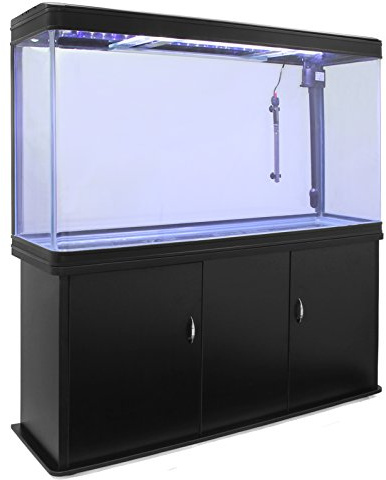 Acquario Curvo 300L con Mobile Nero Opaco, Vetro da 11mm, Pompa, Filtro, LED, Riscaldatore 300W, Ghiaia 25kg e Decorazioni – Vasca per Pesci Tropicali, Dolce e Marino 120cm