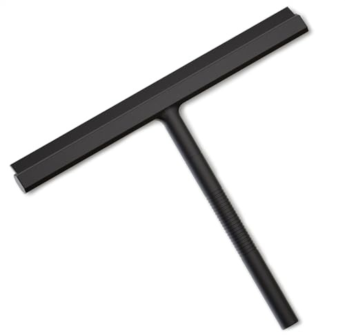 Brovamo Duschabzieher Schwarz, Abzieher Dusche mit Abnehmbarer Griff, Duschabzieher Silikon für Fenster Badezimmer Spiegel Autoscheiben, Abzieher Dusche Schlierenfreie für Glastür