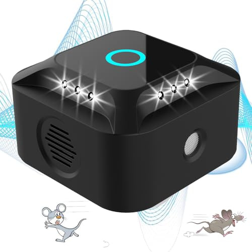 Ultrasons pour Rats, répulsif à ultrasons pour Souris, ultrasons 360 ° avec lumière LED répulsif à ultrasons pour Souris rongeurs parasit Rats araignées Papillons Fourmis