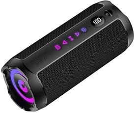 Altavoz Bluetooth Portátil 25W, Potente Altavoz Bluetooth, Altavoces Graves Duales, 25H Reproducción, IPX7, RGB, Emparejamiento TWS, AUX, TF, USB, Ideal Para Actividades Aire Libre, Fiestas,Viajes.