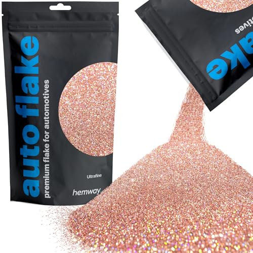 Hemway Premium Automotive Glitter Flake Paint Additive - Rose Gold Holographic | 100g Ultrafine Metal Flakes for Car, Truck, RV, Motorbike & Boat Decoration | Mix with Auto Paint