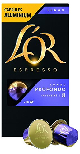 L'Or Espresso Café Lungo Profondo - Intensité 8 - 10 Capsules en Aluminium Compatibles avec les Machines Nespresso®*