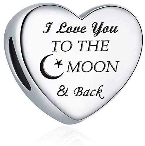Love Charm Fit for Pandora Charms Bracelet I Love You to the Moon and Back Love Heart Charms Birthday Jewellery