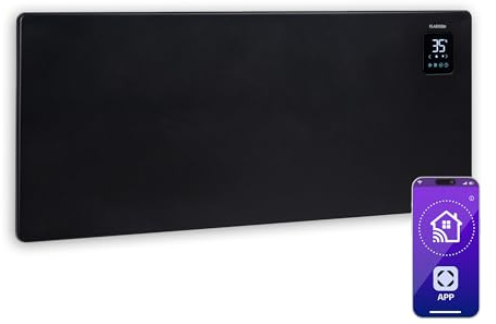 Klarstein Radiateur Electrique Smart à Faible Consommation d'Energie, 2500W Chauffage Electrique d'Intérieur avec Thermostat, Chauffage d'Appoint Portable avec Roulettes, Radiateurs Mural Silencieux