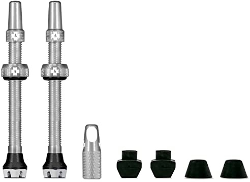 Muc-Off Tubeless Valves V2-7075 Aluminium Presta Valves with Core Removal Tool - Air Flow System for Mountain Bike, Road and Gravel Wheels - Compatible with Rim Inserts - Silver, 44mm