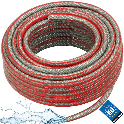 KOTARBAU® Tubo da giardino 3/4 50 m Professionale Grigio Antitorsione a 6 Strati per Irrigazione
