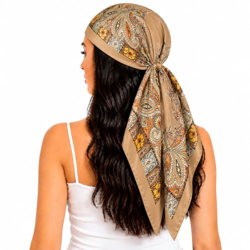FAIRYGATE Ladies Scarfs Gifts Silk Bandana Head Scarf Satin Hair Wrap Scarves for Sleeping Square Neckerchief for Women 92013
