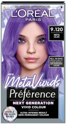 Preference Meta Vivids 9.120 Meta Lilac: Permanent hair dye for vibrant, long-lasting, captivating colour. Creates stunning meta lilac shades with exceptional brilliance and fade-defying results.