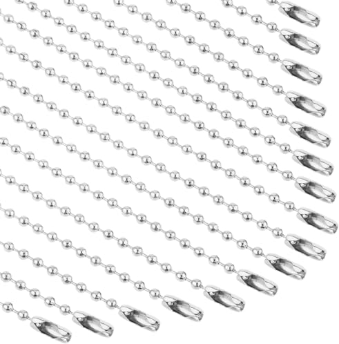 Teaaha 100 collane a sfera in acciaio inox, mini collane di perle per la creazione di gioielli, fai da te, collane, appese, marchio di identificazione, catena a sfere nichelata, lunghezza 10 cm, 2,4