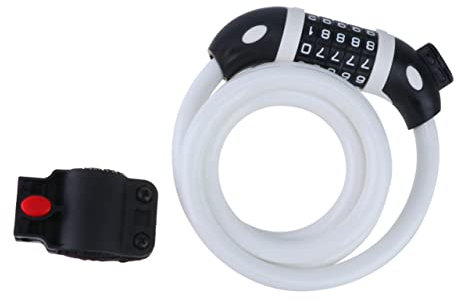 Yardwe 5 Fahrradschloss gegen Diebstahl Passwort Diebstahlsicherung Zyklus Drahtschloss heimtrainer fahrrad Fahrrad-Zahlenschloss Fahrradkabelschloss Mountainbike Kettenschloss Weiß