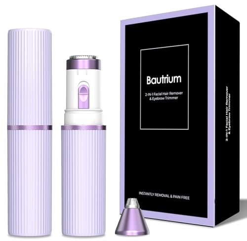 2-in-1 Gesichtshaarentferner Augenbrauenrasierer Kit für Frauen, Bautrium Gesichtsrasierer Damen mit Aufbewahrungstasche, Batterie erforderlich