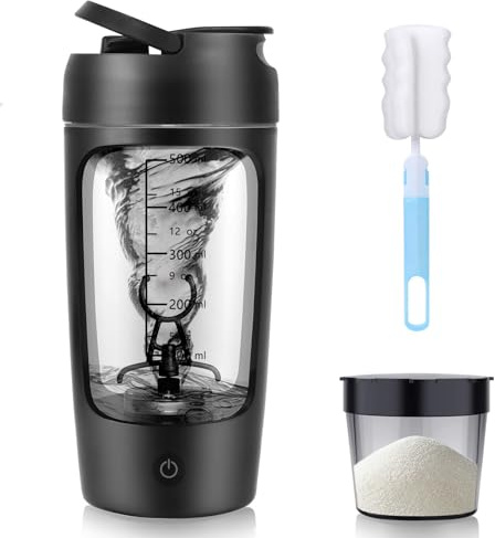 SOARFLY Mezclador de Proteinas Electrico, 650ml Shaker Proteinas Recargable con USB C, Shaker Bottle para Batidos de Proteínas Sin BPA, Negro