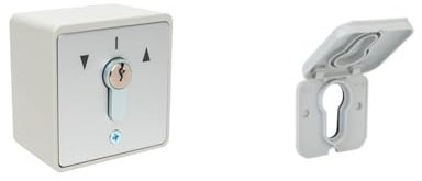 Geba MSC-APZ 1-2T/1 110.1301.1A Interrupteur à clé en saillie, avec 2 côtés à impulsion & 606.RSK0.00 Capuchon de protection contre la pluie demi-cylindre profilé