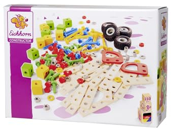 Eichhorn - Constructor Erweiterungsset, Konstruktionsspielzeug mit 150 Teilen, vielseitiges Holzspielzeug, aus 100% FSC zertifiziertem Buchenholz, ab 3 Jahren