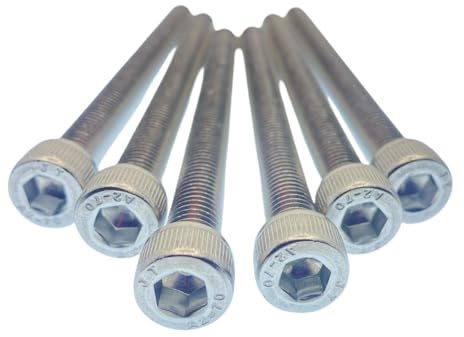 M8 x 100mm Allen Socket Head Cap Screws (6pk) - ISO 4762 A2-70 Stainless Steel Allen Hex Drive Machine Screws - Full Thread Metric Fasteners for DIY, Engineering, 3D Printing M2 M3 M4 M5 M6 M8 (6pk)