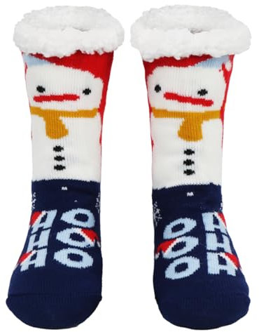 Calzini Invernali Donna, Calzini Natalizi Termiche, Calze Antiscivolo Calzini a Pantofola, Calze Antiscivolo Donna Calzini Termici, Calzettoni Morbidi per Casa Regalo Natale snowman