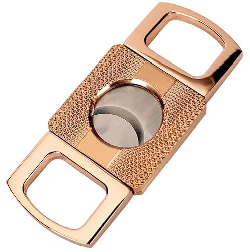 Zigarrenschneider Edelstahlklingen - Tragbare doppelte selbstschärfende Klingen Zigarren-Guillotine - 8,4mm dicke Stahl-Gold-Zigarrenschere Elegantes Zigarren-Zubehör