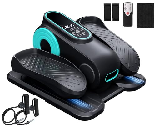 Morelax Ellipsentrainer für unter den Schreibtisch, Ellipse-Beintrainer für Senioren, leiser elektrischer Sitz-Pedaltrainer mit Widerstandsbändern, Fernbedienung und 12 einstellbaren Geschwindigkeiten