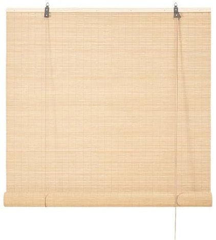 Genérico Estores De Bambu Exterior Estores Enrollables Sin Taladrar Persiana Bambú Protección Solar Ocultación para Terraza Jardín Porche Ancho 50 55 60 65 75 80 90 100 120 130 140 180cm(Natural)