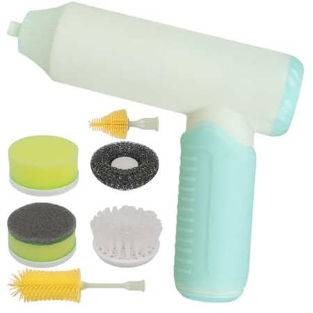 Cepillo de limpieza inalámbrico, lavadora eléctrica recargable, carga multiusos tipo C de 5.31 pulgadas, limpiador de mano, para fregadero de cocina, ventana de baño, crema, verde
